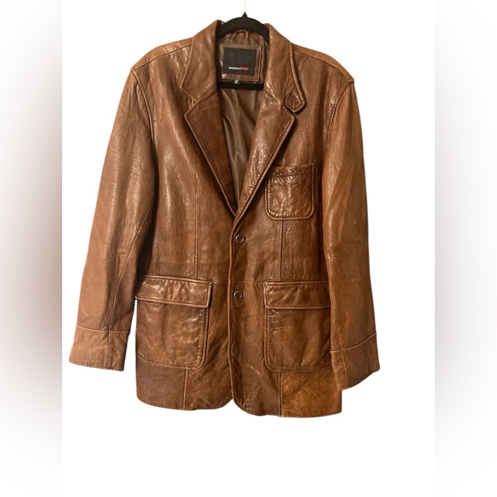 Murano sport cognac leather jacket